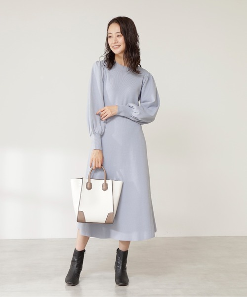 N.（N. Natural Beauty Basic）（エヌエヌナチュラルビューティーベーシック）の「◆スクエアコンビトートバッグ（トートバッグ・レディース・ベージュ/ライトグリーン/ブラック・ﾌﾘ-）」の5枚目の写真