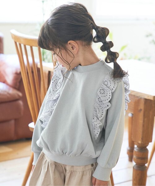 apres les cours（アプレレクール）の「レースフリルトレーナー（スウェット・キッズ・ミント/イエロー/レンガ/ベージュ/ブルー/ピンク・140/90/110/130/100/80/120）」の11枚目の写真