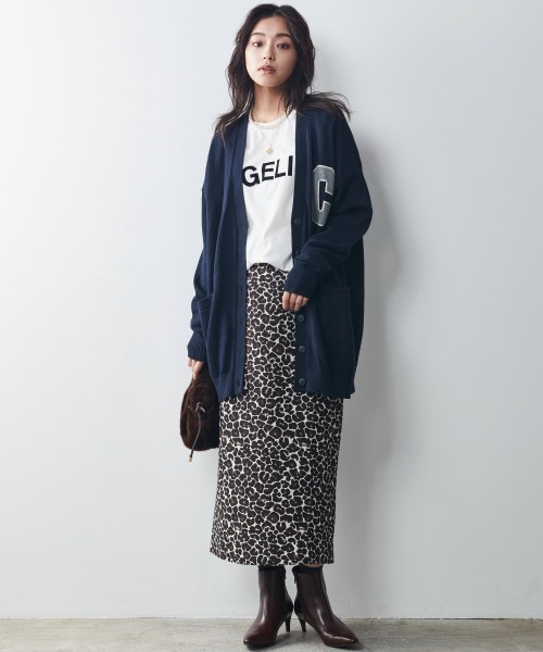 CHIC STYLE(シックスタイル)の「<大きいサイズ>レオパードジャガードタイトロングスカート シックスタイル(スカート・レディース・ブラウン系/ブラック系・5/7/2/4/3/6/1)」の6枚目の写真