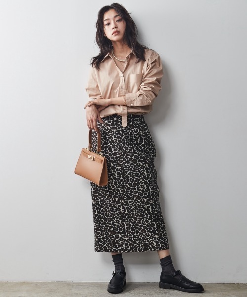 レオパードジャガードタイトスカート AZUL BY MOUSSY スカート レオパードジャガードタイトスカート