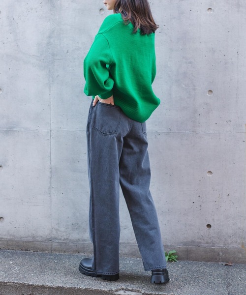 WEGO（ウィゴー）の「WEGO/ウエストフィットワイドストレートラインパンツ（デニムパンツ・レディース・インディゴブルー/ブラック系その他・MEDIUM/SMALL/LARGE）」の15枚目の写真