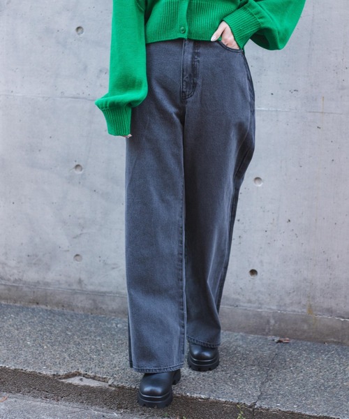 WEGO（ウィゴー）の「WEGO/ウエストフィットワイドストレートラインパンツ（デニムパンツ・レディース・インディゴブルー/ブラック系その他・MEDIUM/SMALL/LARGE）」の6枚目の写真