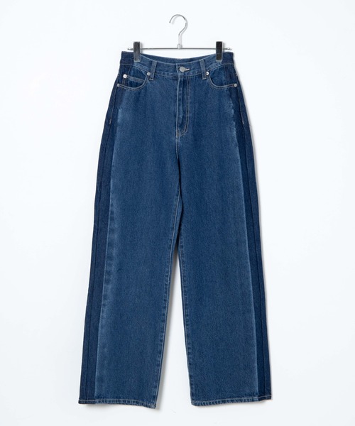 WEGO（ウィゴー）の「WEGO/ウエストフィットワイドストレートラインパンツ（デニムパンツ・レディース・インディゴブルー/ブラック系その他・MEDIUM/SMALL/LARGE）」の17枚目の写真