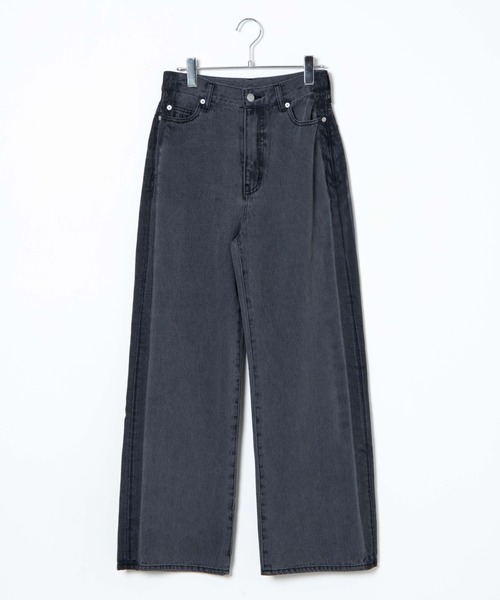 WEGO（ウィゴー）の「WEGO/ウエストフィットワイドストレートラインパンツ（デニムパンツ・レディース・インディゴブルー/ブラック系その他・MEDIUM/SMALL/LARGE）」の19枚目の写真
