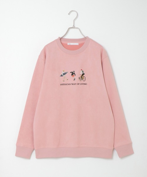 ikka（イッカ）の「フェイクスウェード刺繍プルオーバー（スウェット・メンズ・チャコールグレー/ライトグレー/オリーブ/ピンク/ブルー・S/M/L/XL）」の5枚目の写真