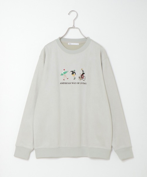 ikka（イッカ）の「フェイクスウェード刺繍プルオーバー（スウェット・メンズ・チャコールグレー/ライトグレー/オリーブ/ピンク/ブルー・S/M/L/XL）」の8枚目の写真