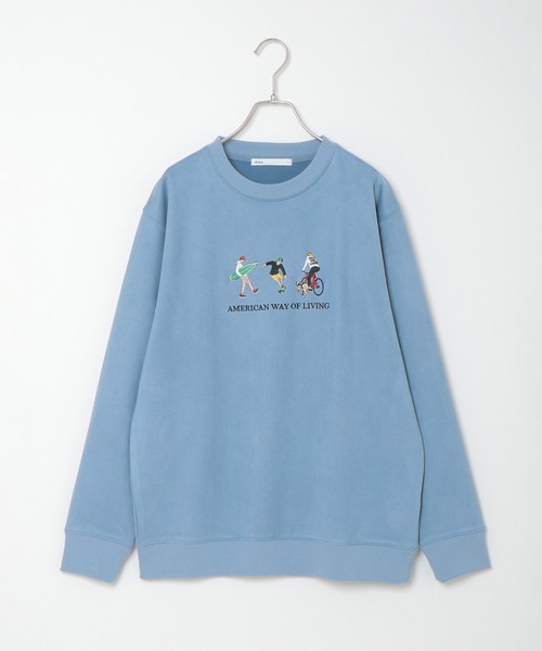 ikka（イッカ）の「フェイクスウェード刺繍プルオーバー（スウェット・メンズ・チャコールグレー/ライトグレー/オリーブ/ピンク/ブルー・S/M/L/XL）」の9枚目の写真