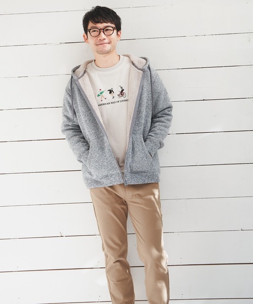 ikka（イッカ）の「フェイクスウェード刺繍プルオーバー（スウェット・メンズ・チャコールグレー/ライトグレー/オリーブ/ピンク/ブルー・S/M/L/XL）」の7枚目の写真