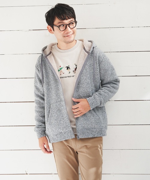 ikka（イッカ）の「フェイクスウェード刺繍プルオーバー（スウェット・メンズ・チャコールグレー/ライトグレー/オリーブ/ピンク/ブルー・S/M/L/XL）」の6枚目の写真