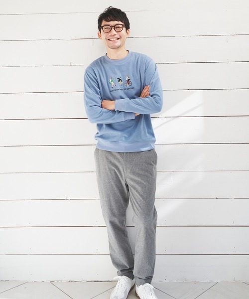 ikka（イッカ）の「フェイクスウェード刺繍プルオーバー（スウェット・メンズ・チャコールグレー/ライトグレー/オリーブ/ピンク/ブルー・S/M/L/XL）」の11枚目の写真