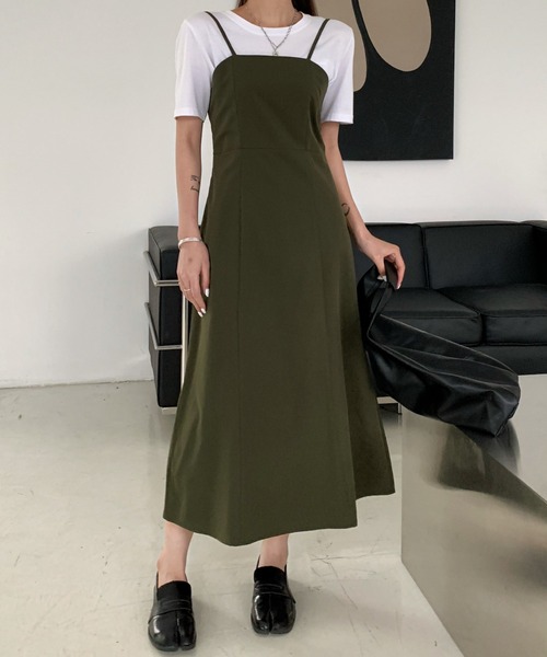 Diosfront（ディオスフロント）の「バックシャーリングキャミワンピース（ワンピース・レディース・ブラック/ブラウン/モカ/ベージュ/グレイッシュベージュ/カーキ・S/M/L）」の6枚目の写真