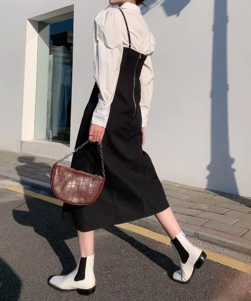 Diosfront（ディオスフロント）の「バックシャーリングキャミワンピース（ワンピース・レディース・ブラック/ブラウン/モカ/ベージュ/グレイッシュベージュ/カーキ・S/M/L）」の7枚目の写真