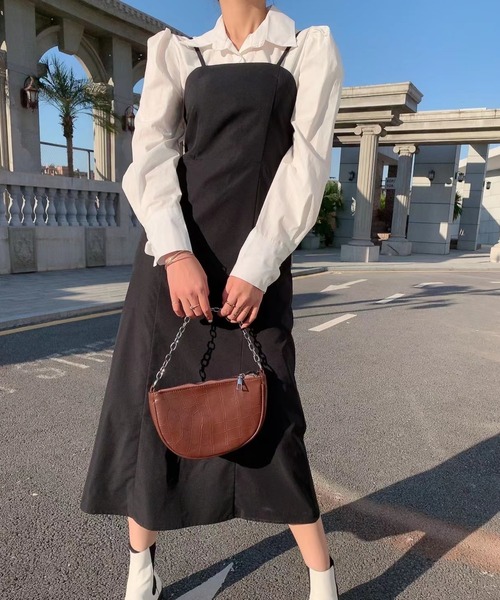 Diosfront（ディオスフロント）の「バックシャーリングキャミワンピース（ワンピース・レディース・ブラック/ブラウン/モカ/ベージュ/グレイッシュベージュ/カーキ・S/M/L）」の14枚目の写真