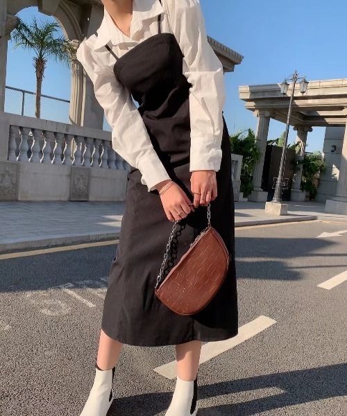 Diosfront（ディオスフロント）の「バックシャーリングキャミワンピース（ワンピース・レディース・ブラック/ブラウン/モカ/ベージュ/グレイッシュベージュ/カーキ・S/M/L）」の16枚目の写真