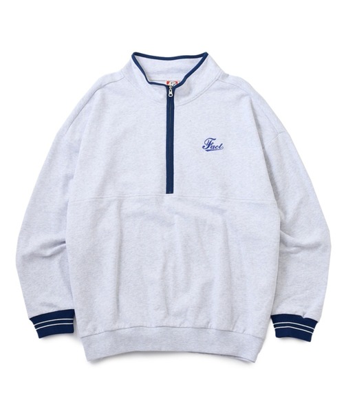 WHO'S WHO gallery（フーズフーギャラリー）の「COOPER FACTパイピングハーフジップ（スウェット・メンズ・アッシュグレー/ネイビー/イエロー/ブラック・FREE）」の2枚目の写真