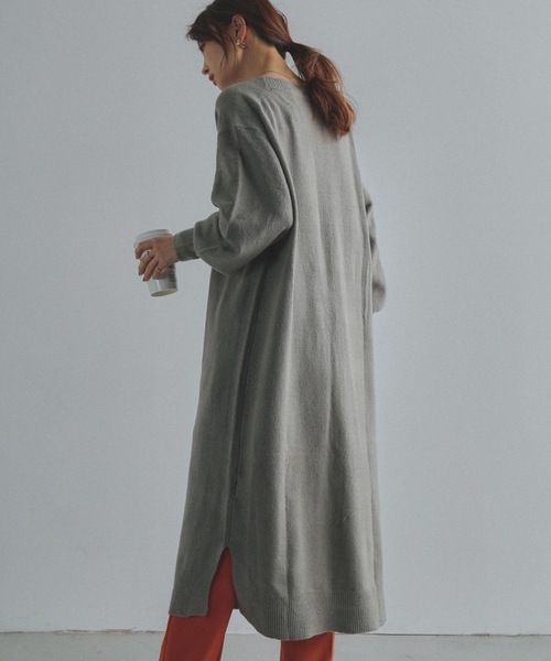 Fashion Letter(ファッションレター)の「Vネックニットロングワンピース(ワンピース・レディース・ブラック/ライトグレー/ベージュ/ブラウン/グレー・M~L/LL~3L/4L~5L)」の12枚目の写真