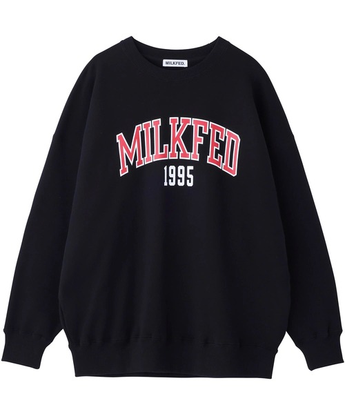 MILKFED.(ミルクフェド)の「COLLEGE SWEAT TOP(スウェット・レディース・オフホワイト/ブラック/アッシュ/ベージュ/ネイビー・ONE SIZE)」の6枚目の写真