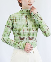 select MOCA | 2022 SS ハイネックニュアンス柄シアーメロートップス(Tシャツ/カットソー)