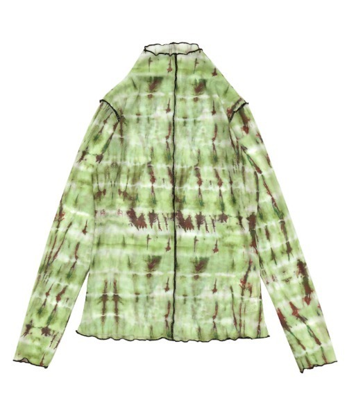 select MOCA（セレクトモカ）の「ハイネックニュアンス柄シアーメロートップス（Tシャツ/カットソー・レディース・グリーン・FREE）」の5枚目の写真