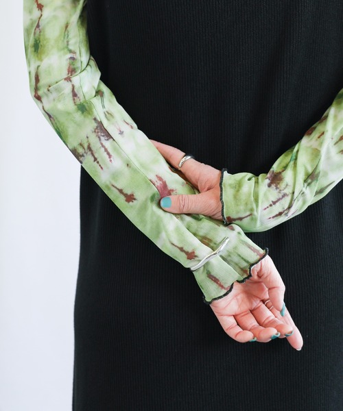 select MOCA（セレクトモカ）の「ハイネックニュアンス柄シアーメロートップス（Tシャツ/カットソー・レディース・グリーン・FREE）」の12枚目の写真