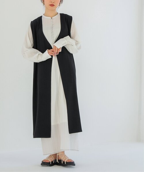 RAY CASSIN（レイカズン）の「ロングシングルジレ（ベスト・レディース・ベージュ/ブラック/グリーン・FREE）」の4枚目の写真