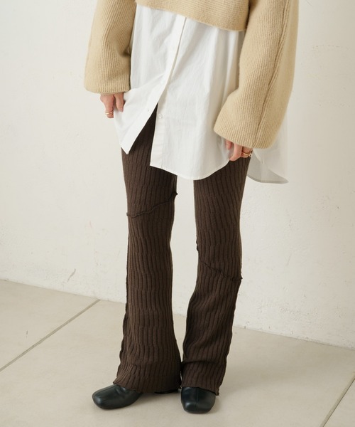 Kastane(カスタネ)の「【SETUP対応アイテム】ニットメロウフレアレギンス(その他パンツ・レディース・ブラック/アイボリー/ブラウン・FREE)」の3枚目の写真