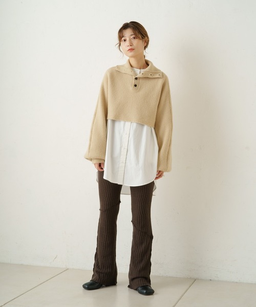 Kastane(カスタネ)の「【SETUP対応アイテム】ニットメロウフレアレギンス(その他パンツ・レディース・ブラック/アイボリー/ブラウン・FREE)」の5枚目の写真