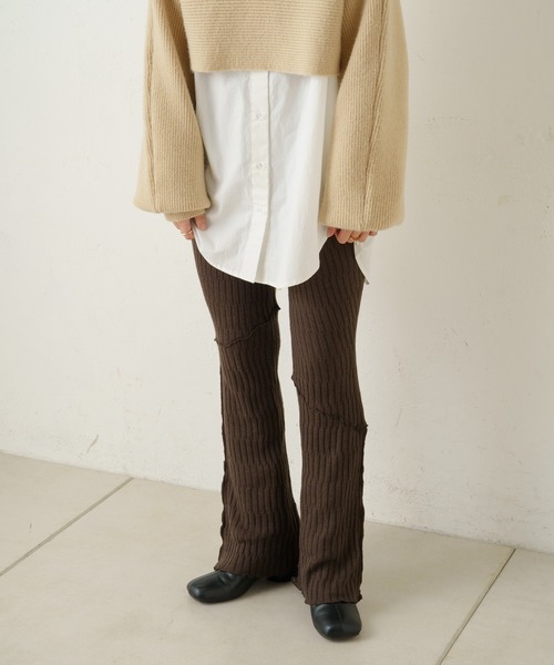 Kastane(カスタネ)の「【SETUP対応アイテム】ニットメロウフレアレギンス(その他パンツ・レディース・ブラック/アイボリー/ブラウン・FREE)」の8枚目の写真