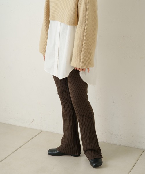 Kastane(カスタネ)の「【SETUP対応アイテム】ニットメロウフレアレギンス(その他パンツ・レディース・ブラック/アイボリー/ブラウン・FREE)」の9枚目の写真