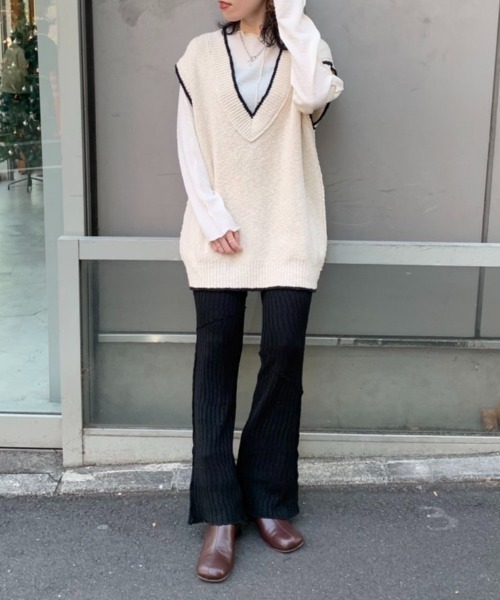 Kastane(カスタネ)の「【SETUP対応アイテム】ニットメロウフレアレギンス(その他パンツ・レディース・ブラック/アイボリー/ブラウン・FREE)」の20枚目の写真