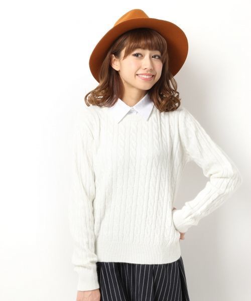 Heather(ヘザー)の「エリツキケーブルニットプルオーバー 559157(ニット/セーター・レディース・オフホワイト/ブラック/ライトグレー/サックスブルー・FREE)」の1枚目の写真