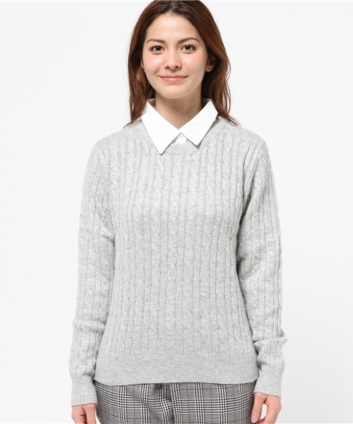 Heather(ヘザー)の「エリツキケーブルニットプルオーバー 559157(ニット/セーター・レディース・オフホワイト/ブラック/ライトグレー/サックスブルー・FREE)」の7枚目の写真