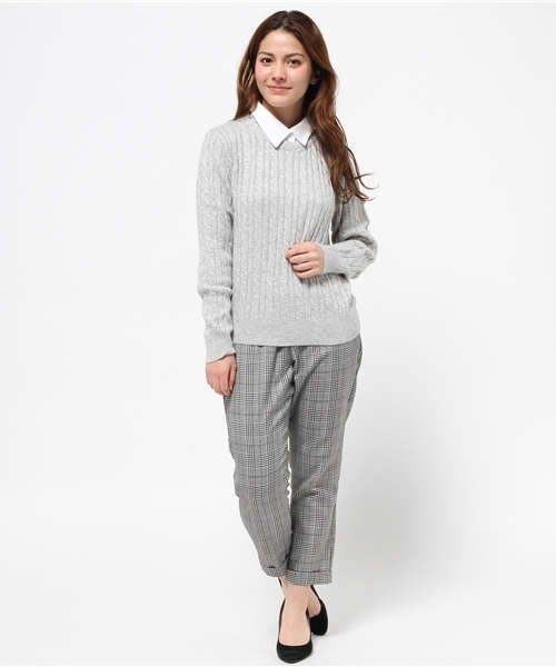 Heather(ヘザー)の「エリツキケーブルニットプルオーバー 559157(ニット/セーター・レディース・オフホワイト/ブラック/ライトグレー/サックスブルー・FREE)」の10枚目の写真