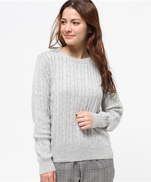 Heather(ヘザー)の「エリツキケーブルニットプルオーバー 559157(ニット/セーター・レディース・オフホワイト/ブラック/ライトグレー/サックスブルー・FREE)」の6枚目の写真