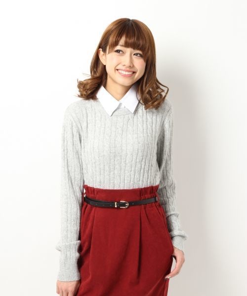 Heather(ヘザー)の「エリツキケーブルニットプルオーバー 559157(ニット/セーター・レディース・オフホワイト/ブラック/ライトグレー/サックスブルー・FREE)」の16枚目の写真