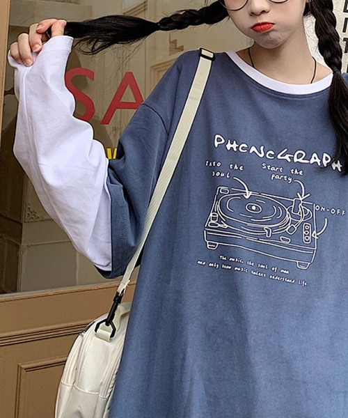 meJane(ミージェーン)の「コントラストポッププリントドッキングTシャツ【ZOZOTOWN限定】(Tシャツ/カットソー・レディース・ホワイト/ネイビー・FREE)」の9枚目の写真