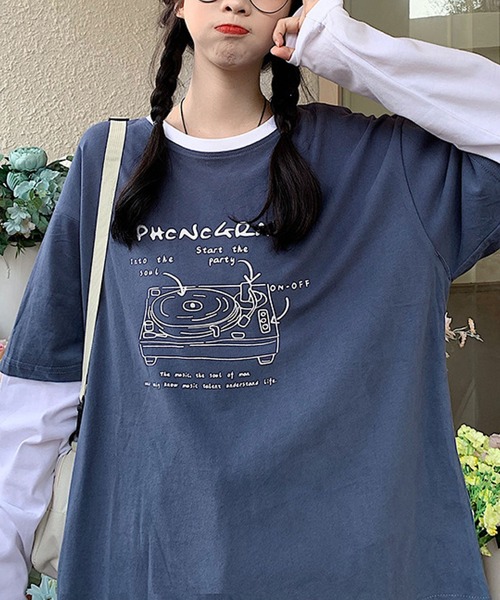 meJane(ミージェーン)の「コントラストポッププリントドッキングTシャツ【ZOZOTOWN限定】(Tシャツ/カットソー・レディース・ホワイト/ネイビー・FREE)」の10枚目の写真