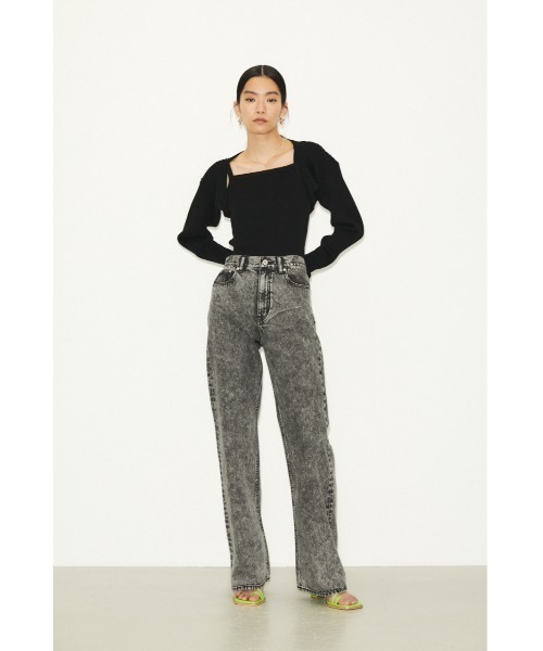 THROW by SLY（スローバイスライ）の「THROW 2P HG ARM RIB TOPS ハイゲージ リブ トップス（カーディガン/ボレロ・レディース・ブラック/イエロー・FREE）」の7枚目の写真