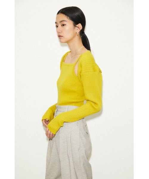 THROW by SLY（スローバイスライ）の「THROW 2P HG ARM RIB TOPS ハイゲージ リブ トップス（カーディガン/ボレロ・レディース・ブラック/イエロー・FREE）」の13枚目の写真