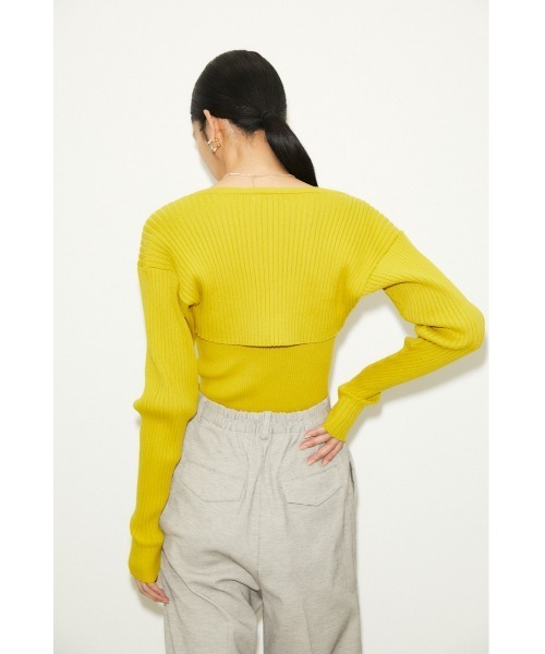 THROW by SLY（スローバイスライ）の「THROW 2P HG ARM RIB TOPS ハイゲージ リブ トップス（カーディガン/ボレロ・レディース・ブラック/イエロー・FREE）」の5枚目の写真