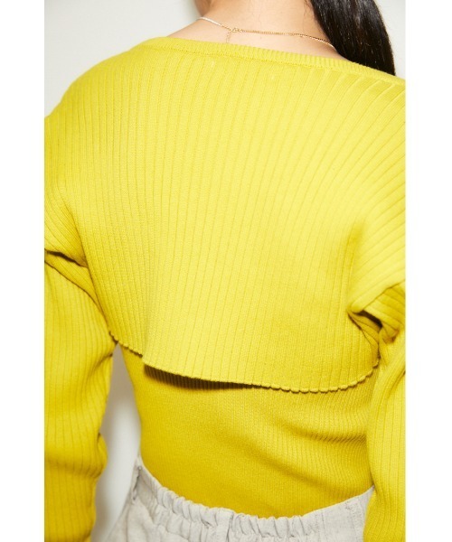 THROW by SLY（スローバイスライ）の「THROW 2P HG ARM RIB TOPS ハイゲージ リブ トップス（カーディガン/ボレロ・レディース・ブラック/イエロー・FREE）」の8枚目の写真
