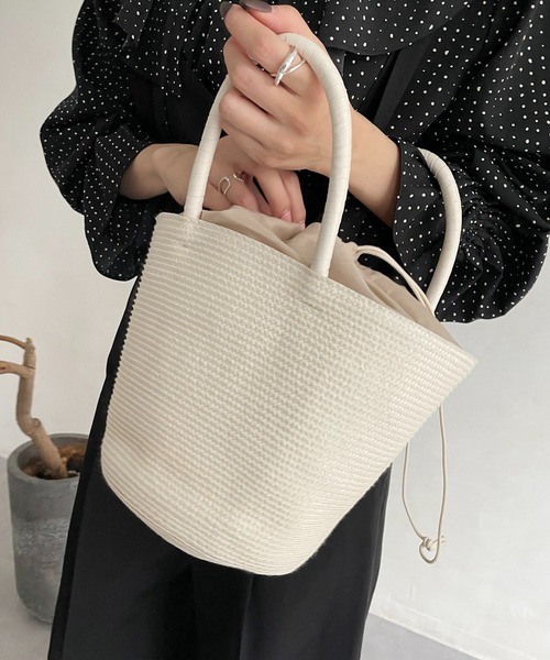 CAPRICIEUX LE'MAGE（カプリシューレマージュ）の「コロールテーパードバッグ（ハンドバッグ・レディース・ホワイト/ピンク/グリーン・FREE）」の14枚目の写真