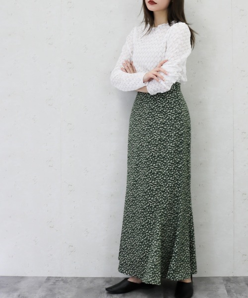 Per sist ence(パーシエンス)の「Per sist ence/パーシエンス 小花柄マーメイドスカート(スカート・レディース・ブラック/オフホワイト/グリーン/アイボリー・FREE)」の10枚目の写真