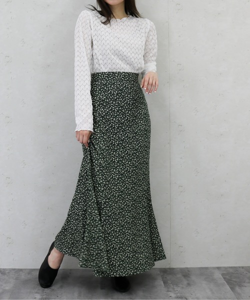 Per sist ence(パーシエンス)の「Per sist ence/パーシエンス 小花柄マーメイドスカート(スカート・レディース・ブラック/オフホワイト/グリーン/アイボリー・FREE)」の11枚目の写真