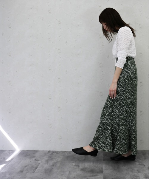 Per sist ence(パーシエンス)の「Per sist ence/パーシエンス 小花柄マーメイドスカート(スカート・レディース・ブラック/オフホワイト/グリーン/アイボリー・FREE)」の14枚目の写真