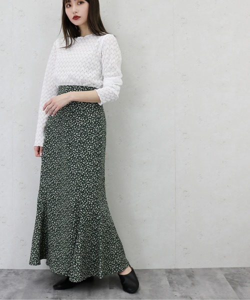 Per sist ence(パーシエンス)の「Per sist ence/パーシエンス 小花柄マーメイドスカート(スカート・レディース・ブラック/オフホワイト/グリーン/アイボリー・FREE)」の16枚目の写真