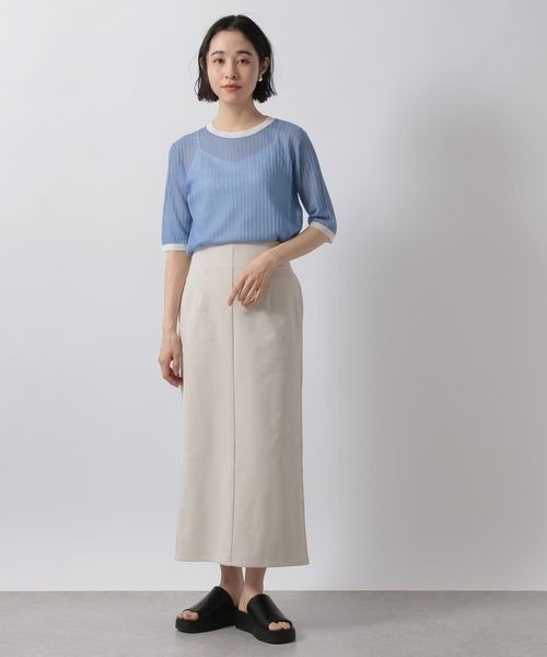 LOWRYS FARM（ローリーズファーム）の「バイカラーシアーリブ５Ｓ　276104（ニット/セーター・レディース・ブラック/ベージュ/ブルー・FREE）」の15枚目の写真