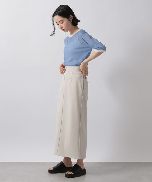 LOWRYS FARM（ローリーズファーム）の「バイカラーシアーリブ５Ｓ　276104（ニット/セーター・レディース・ブラック/ベージュ/ブルー・FREE）」の6枚目の写真