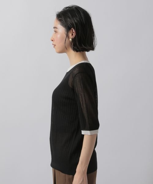 LOWRYS FARM（ローリーズファーム）の「バイカラーシアーリブ５Ｓ　276104（ニット/セーター・レディース・ブラック/ベージュ/ブルー・FREE）」の13枚目の写真