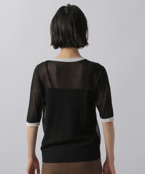 LOWRYS FARM（ローリーズファーム）の「バイカラーシアーリブ５Ｓ　276104（ニット/セーター・レディース・ブラック/ベージュ/ブルー・FREE）」の5枚目の写真